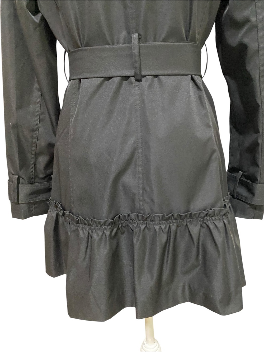 Sandro Black Double-Breasted Trench Coat Size Medium Jacket - Picture 10 of 17